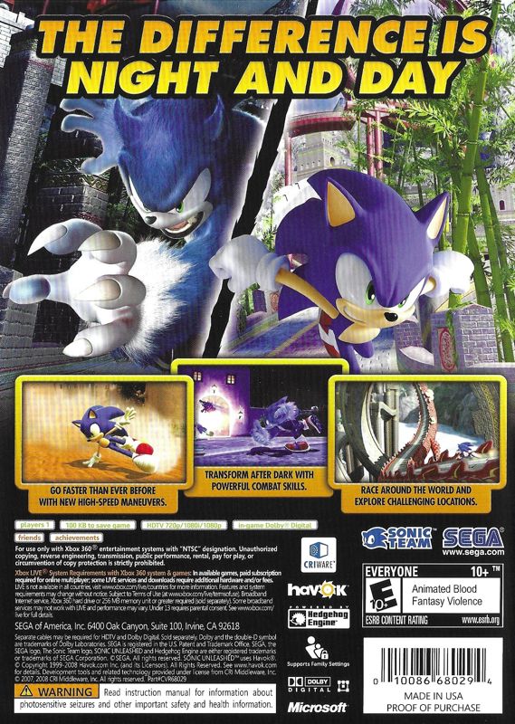 Sonic Unleashed Cover Or Packaging Material MobyGames