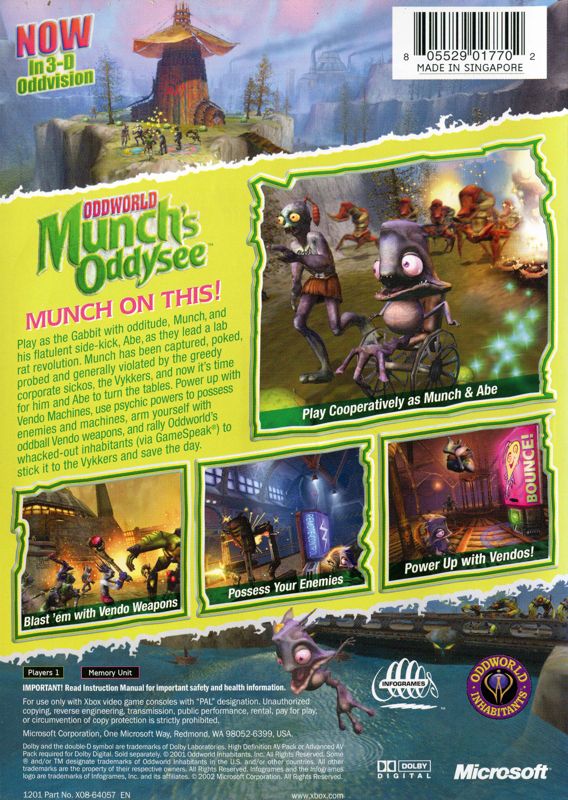 Oddworld Munch S Oddysee Cover Or Packaging Material Mobygames