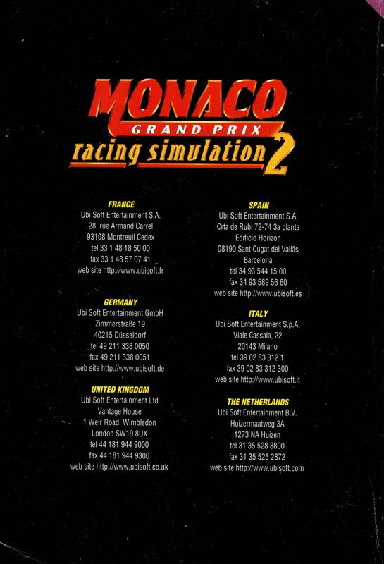 Monaco Grand Prix Racing Simulation Cover Or Packaging Material