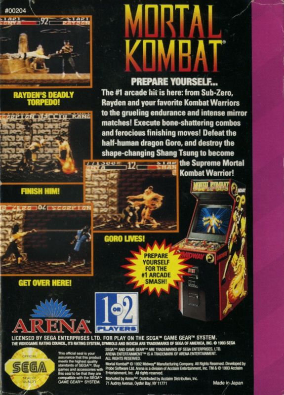 Mortal Kombat Cover Or Packaging Material Mobygames