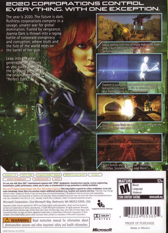 Perfect Dark Zero Cover Or Packaging Material Mobygames