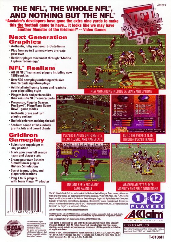 NFL Quarterback Club 97 Cover Or Packaging Material MobyGames