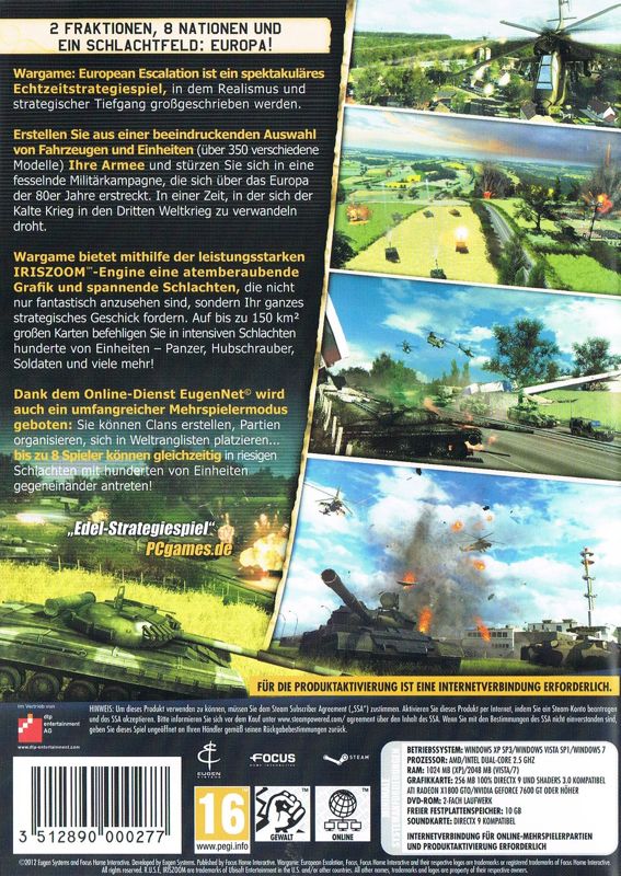 Wargame European Escalation Cover Or Packaging Material Mobygames