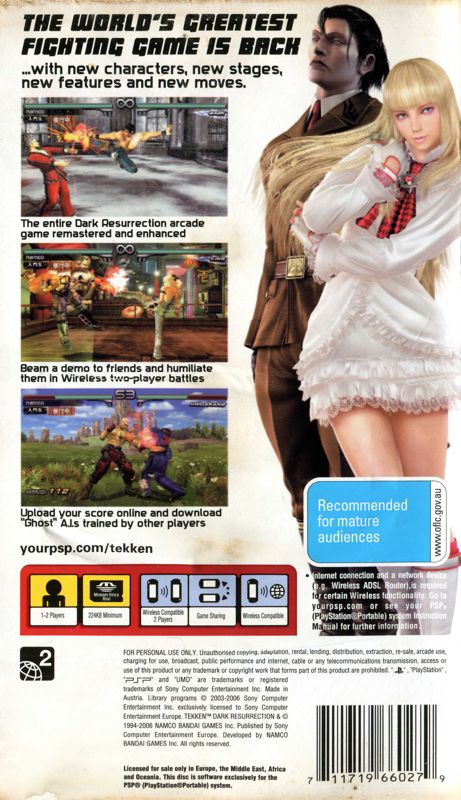 Tekken Dark Resurrection Cover Or Packaging Material Mobygames