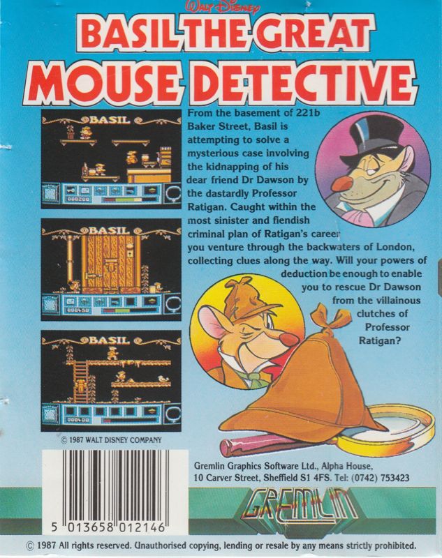 Basil The Great Mouse Detective Cover Or Packaging Material Mobygames