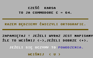 Screenshot of Program Edukacyjny w Pigułce Język Polski Commodore 64