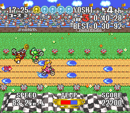 Screenshot Of Excitebike Bunbun Mario Battle Stadium Snes