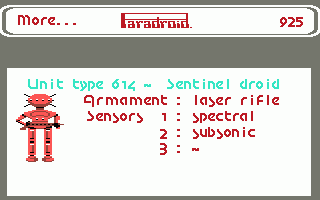 Screenshot Of Paradroid Commodore Mobygames