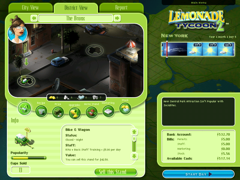 Screenshot Of Lemonade Tycoon New York Edition Windows