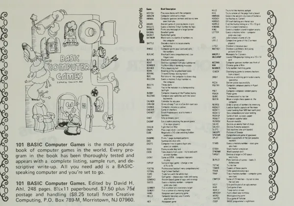 101 BASIC Computer Games (1973) - MobyGames
