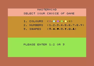 Mastermind For Computer Computer Mastermind (1984) - MobyGames