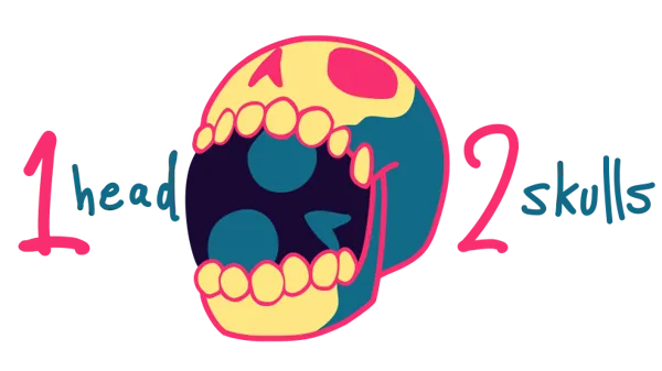 1 head 2 skulls logo