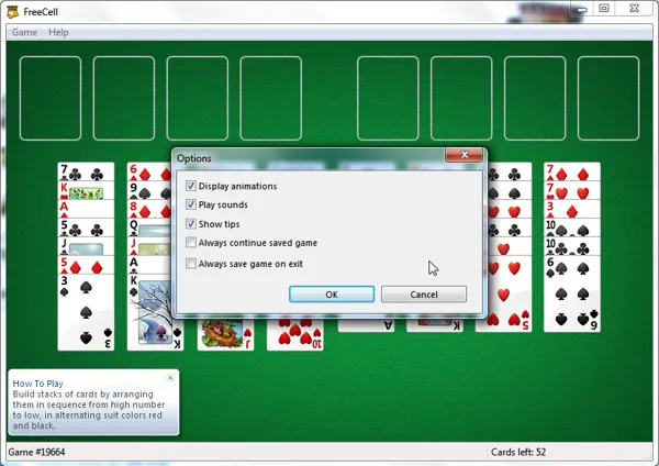 Game Cheats for FreeCell in Windows 7 - dummies