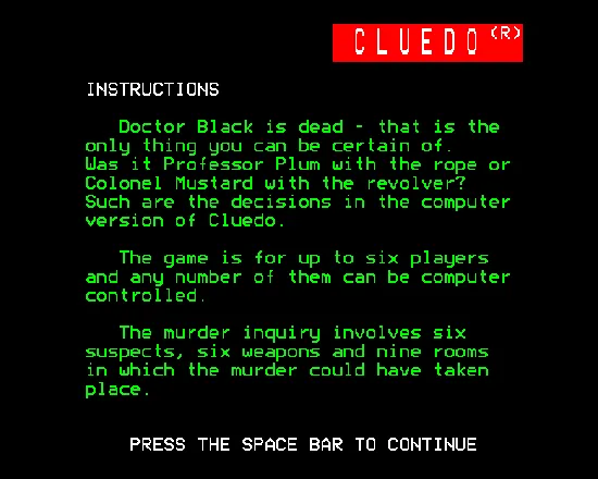 Script Cluedo Cluedo screenshots - MobyGames