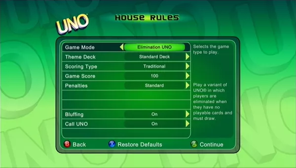 UNO:Xbox 360 Gameplay 