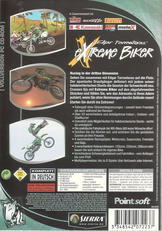 Back Cover for Edgar Torronteras' eXtreme Biker (Windows) (Back to Games release)