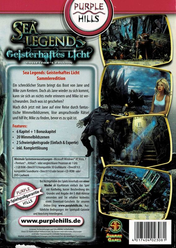 Back Cover for Sea Legends: Phantasmal Light - Collector's Edition (Windows) (Purple Hills release)