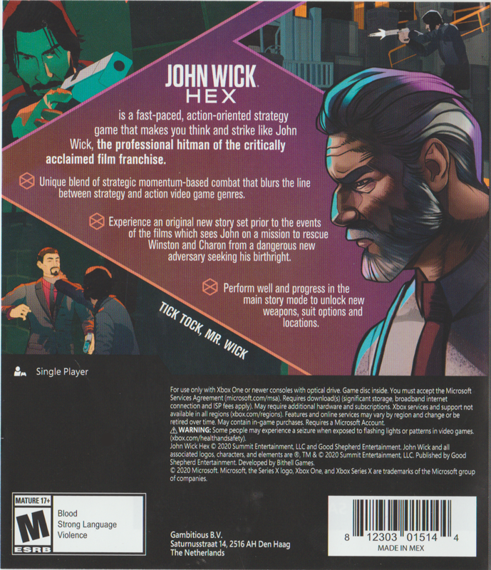 Back Cover for John Wick Hex (Xbox One and Xbox Series)