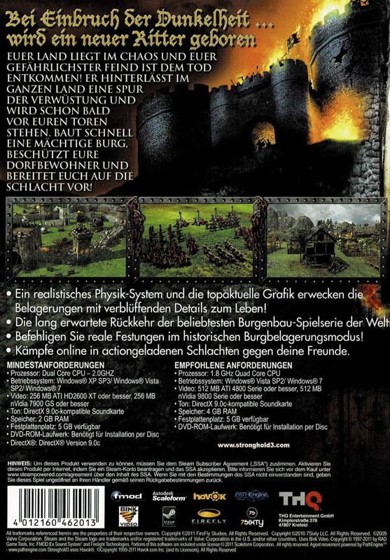 Back Cover for Stronghold 3: Gold (Windows)