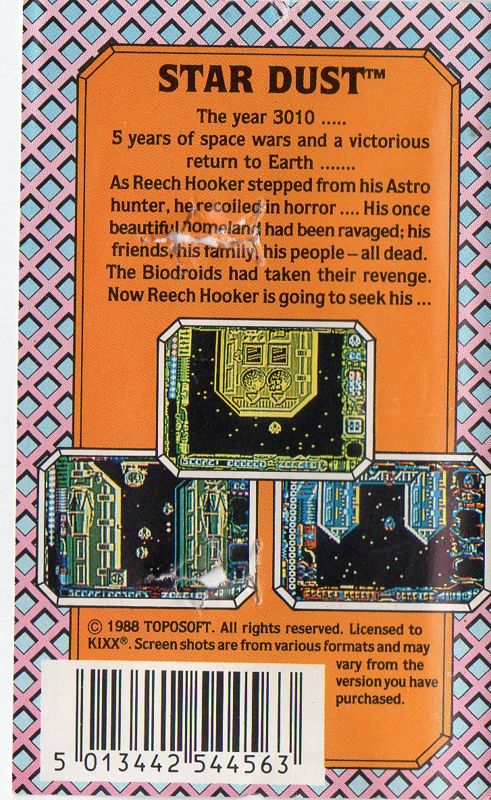 Back Cover for Star Dust (Amstrad CPC)