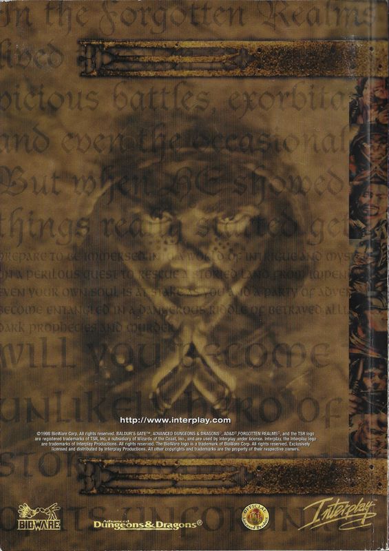 Manual for Baldur's Gate (Windows) (CD-ROM version): Back