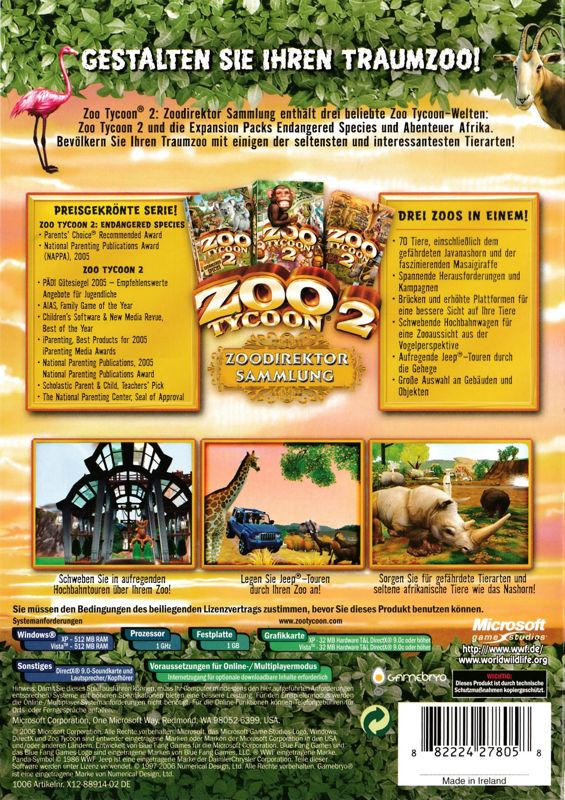 Back Cover for Zoo Tycoon 2: Zookeeper Collection (Windows)