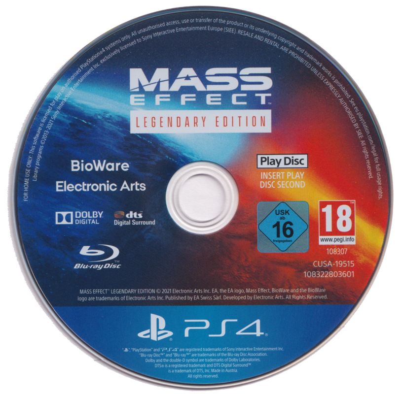 Media for Mass Effect: Legendary Edition (PlayStation 4): Disc 2 - Play