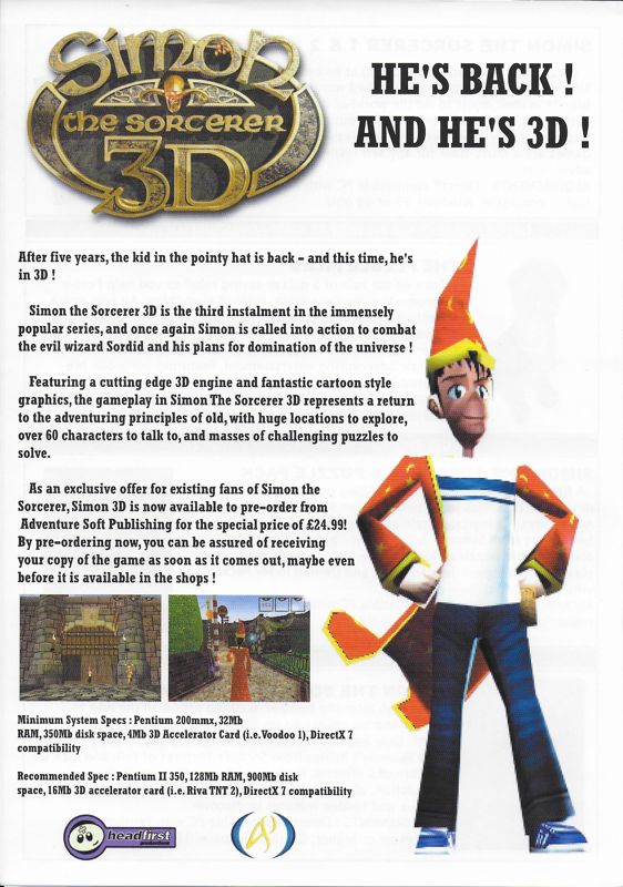 Advertisement for Simon the Sorcerer (DOS and Windows) (1998 re-release)