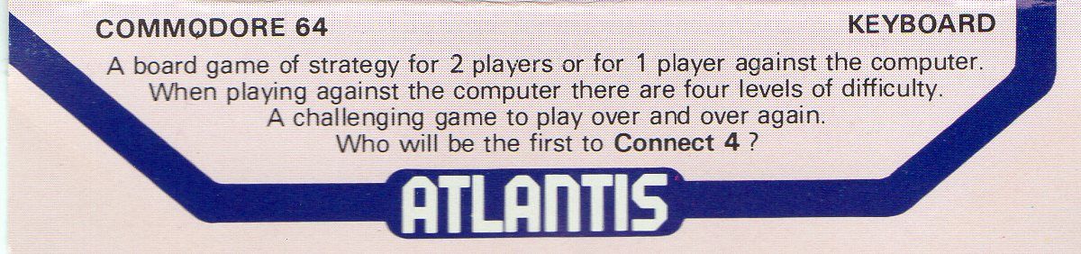 Back Cover for Connect 4 (Commodore 64)