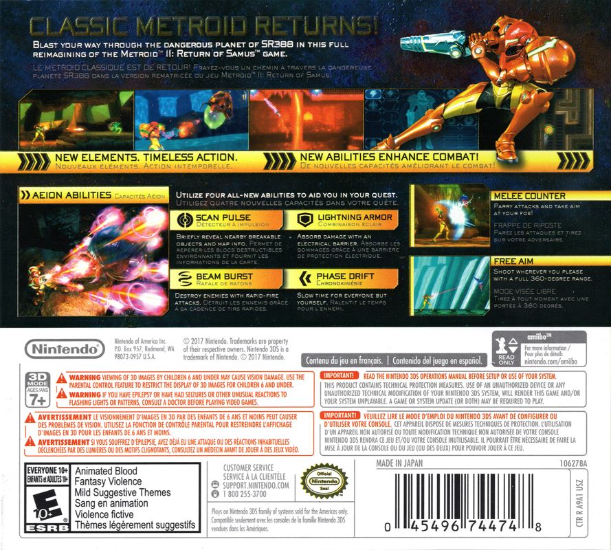 Metroid Samus Returns Special Edition Cover Or Packaging Material Mobygames 7292