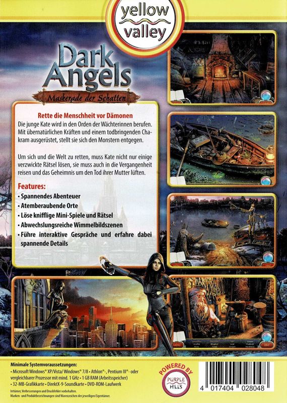 Back Cover for Dark Angels: Masquerade of Shadows (Windows) (Yellow Valley release)