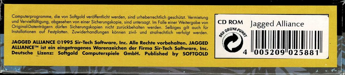 Spine/Sides for Jagged Alliance (DOS) (Complete German release): Bottom