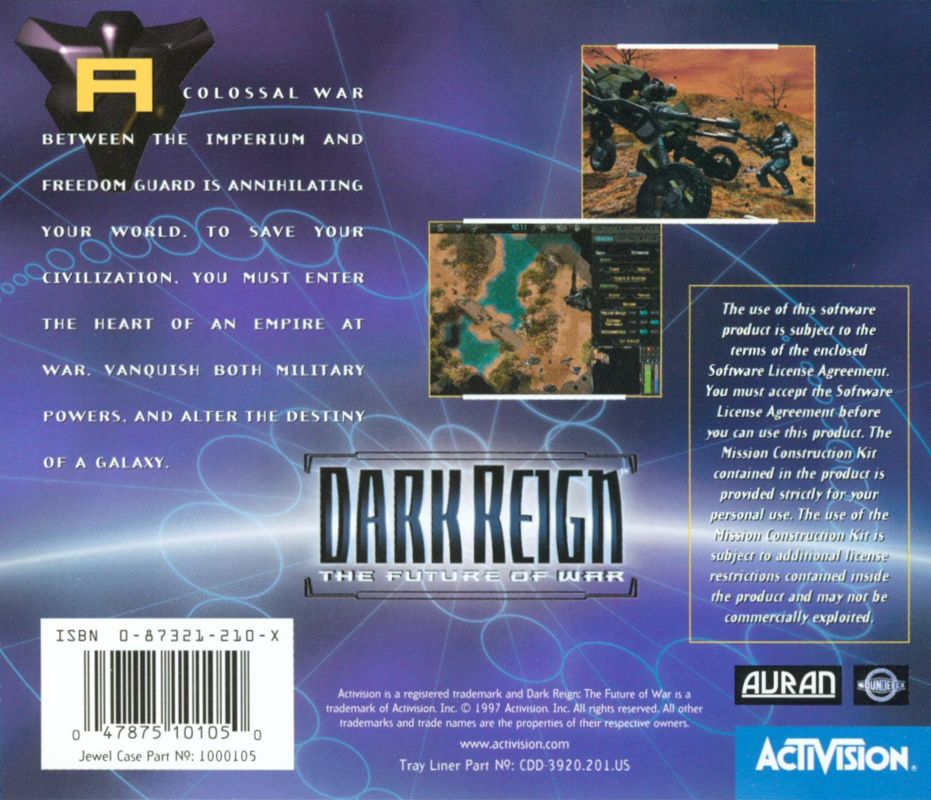 Other for Dark Reign: The Future of War (Windows): Jewel Case - Back