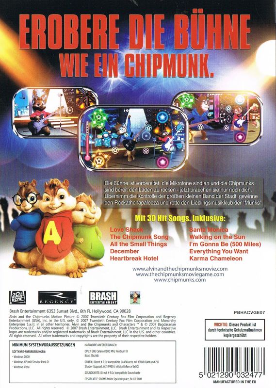 Back Cover for Alvin and the Chipmunks (Windows)