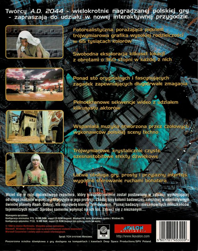 Back Cover for Reah: Face the Unknown (Windows) (CD Edition)