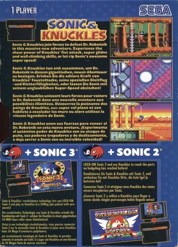 Back Cover for Sonic & Knuckles (Genesis)