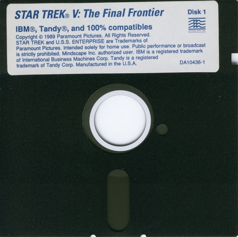 Media for Star Trek V: The Final Frontier (DOS) (Disk Codes: DA10436-1 ~ DA10436-5): Disk 1
