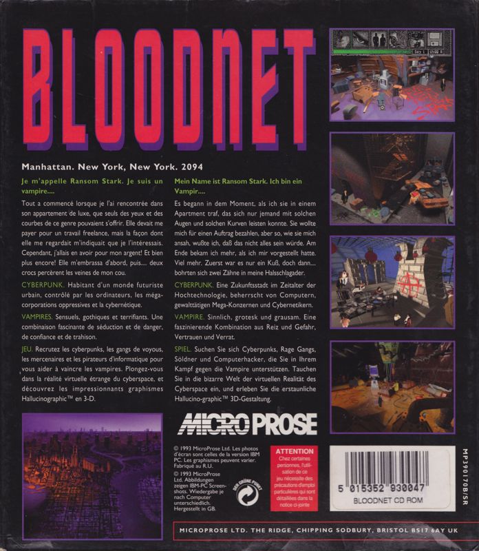 Back Cover for BloodNet (DOS) (CD-ROM release)