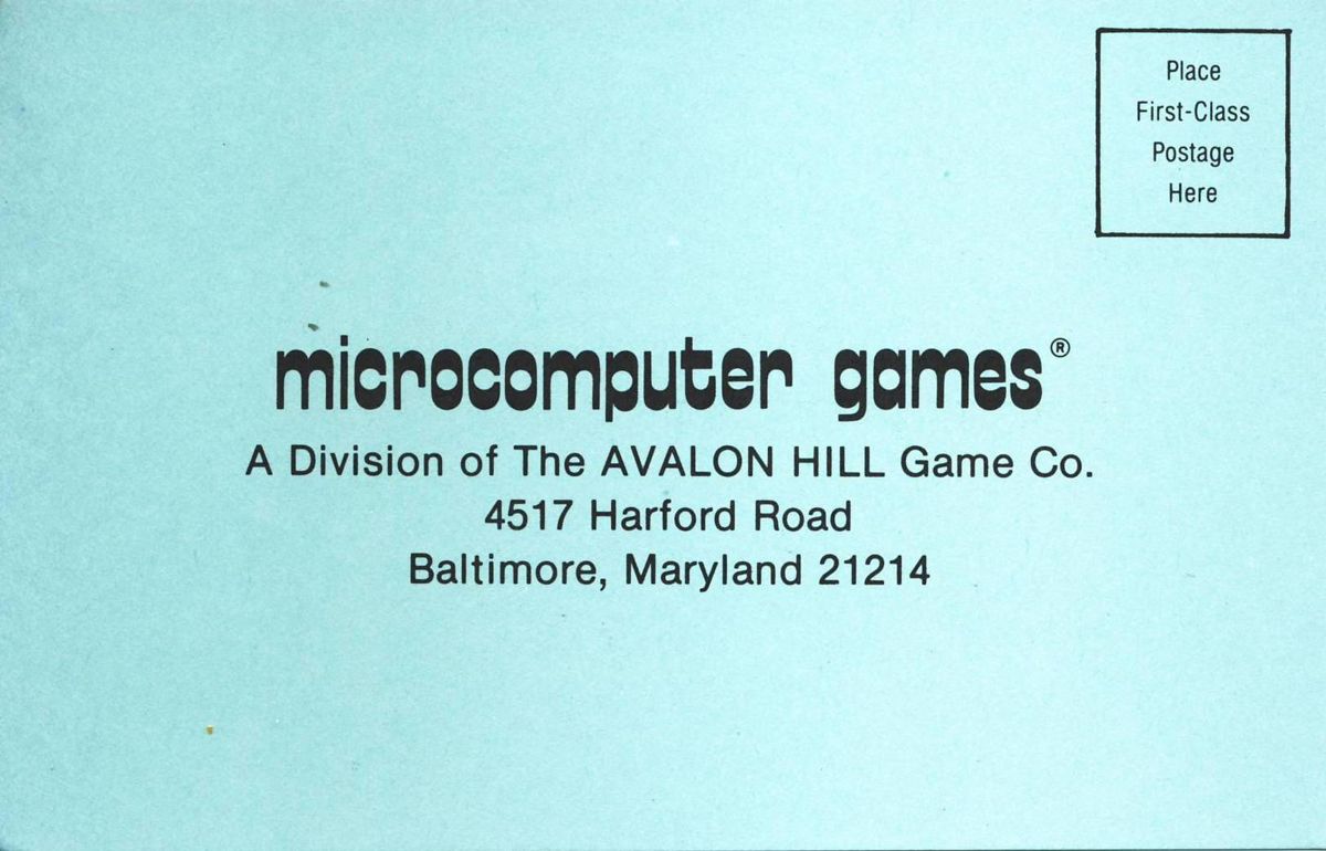 Extras for Roadracer Bowler (Atari 8-bit and Commodore PET/CBM): Registration - Back