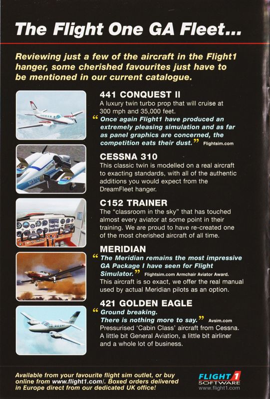 Advertisement for Ultimate Airliners: Super 80 (Windows): Flight 1 Software's Catalog - Back (8-page)