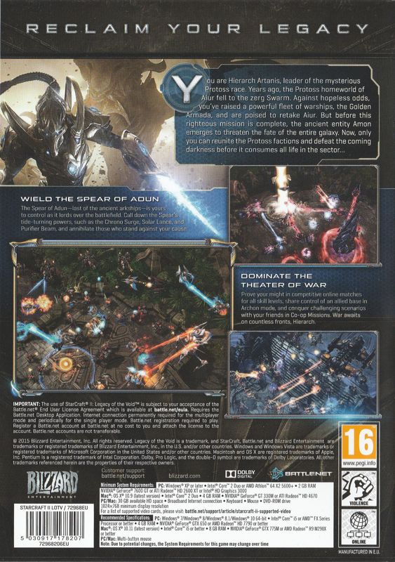 Other for StarCraft II: Legacy of the Void (Macintosh and Windows): Keep Case - Back