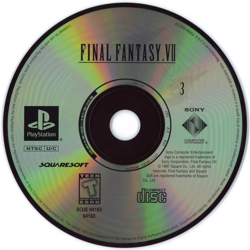 Media for Final Fantasy VII (PlayStation) (Greatest Hits release): Disc 3