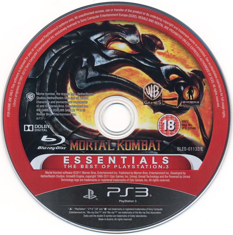 Media for Mortal Kombat (PlayStation 3) (Essentials release)