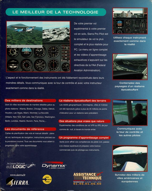 Back Cover for Sierra Pro Pilot 98: The Complete Flight Simulator (Windows)
