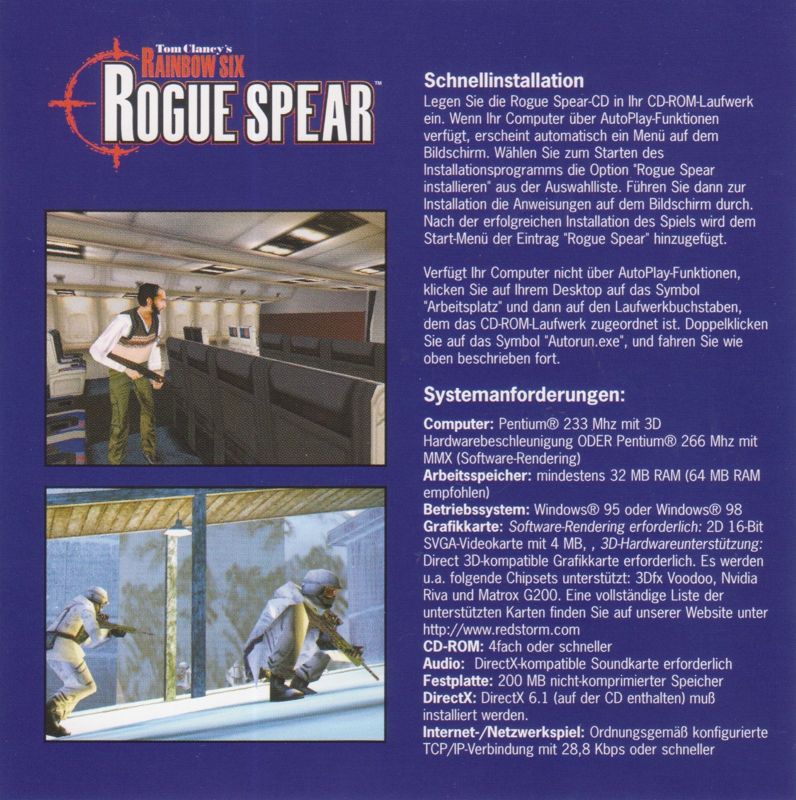 Other for Tom Clancy's Rainbow Six: Rogue Spear (Windows) (Ubi Soft re-release): Jewel Case - Left Inlay