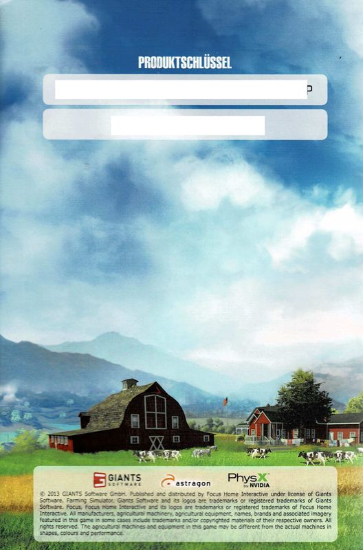 Manual for Farming Simulator 2013: Titanium Edition (Windows): Back