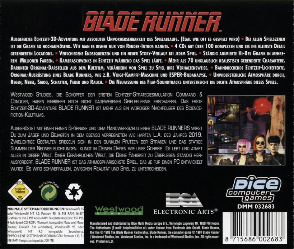 Other for Blade Runner (Windows) (Dice Multimedia re-release): Jewel Case - Back