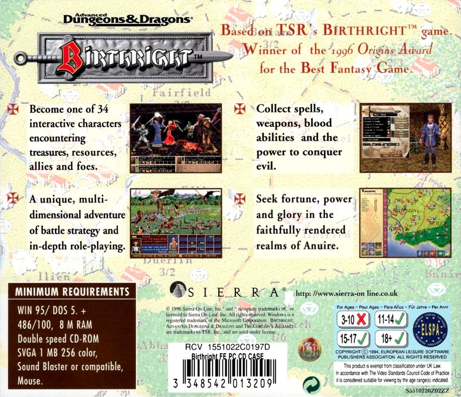 Other for Birthright: The Gorgon's Alliance (DOS and Windows): Jewel Case - Back