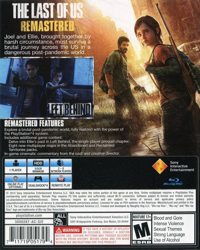The Last of Us: Remastered cover or packaging material - MobyGames