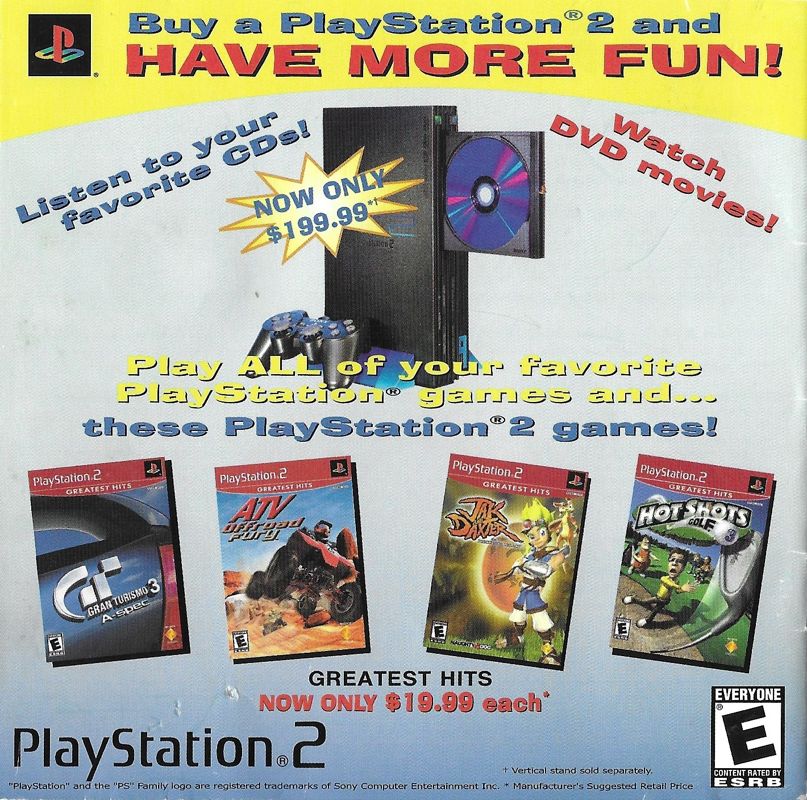 Manual for Stuart Little 2 (PlayStation) (Greatest Hits release): Back